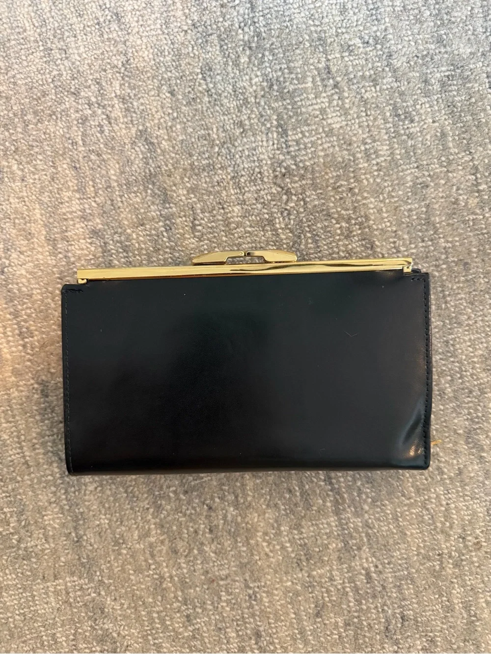 Bosca Black Leather Wallet with Gold-Tone Hardware